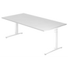 Bureau réglable en hauteur XTRA XB 2E WW en blanc avec un grand plateau de hjh OFFICE PRO