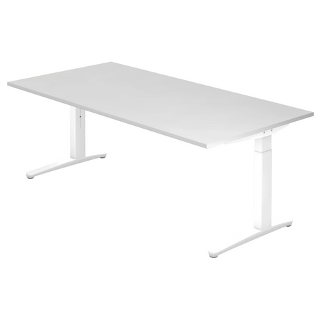 Bureau réglable en hauteur XTRA XB 2E WW en blanc avec un grand plateau de hjh OFFICE PRO