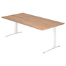 Bureau réglable en hauteur XTRA XB 2E WW aspect noyer avec pieds blancs de hjh OFFICE PRO