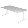 Bureau réglable en hauteur XTRA XB 2E WW avec plateau gris et piètement blanc de hjh OFFICE PRO