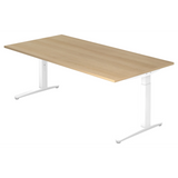 Bureau réglable en hauteur XTRA XB 2E WW avec plateau en chêne rustique et piétement blanc de hjh OFFICE PRO