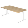 Bureau réglable en hauteur XTRA XB 2E WW aspect chêne avec structure blanche de hjh OFFICE PRO