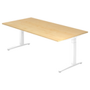 Bureau réglable en hauteur XTRA XB 2E WW avec plateau en bois d'érable et pieds blancs de hjh OFFICE PRO