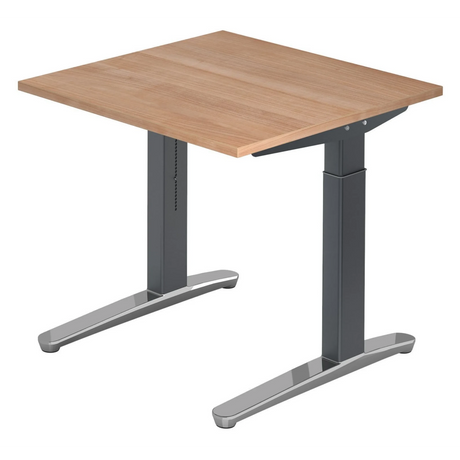 Bureau réglable en hauteur XTRA XB 8 GC effet noyer avec pieds gris de hjh OFFICE PRO