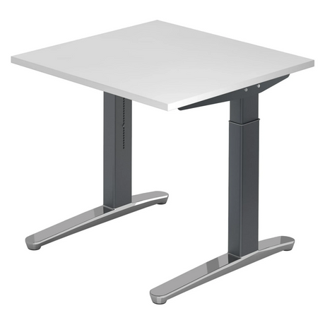Bureau réglable en hauteur XTRA XB 8 GC avec plateau blanc et pieds gris de hjh OFFICE PRO