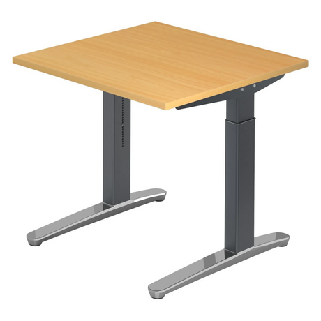 Bureau réglable en hauteur XTRA XB 8 GC en hêtre avec piètement gris foncé de hjh OFFICE PRO