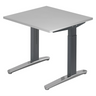 Bureau réglable en hauteur XTRA XB 8 GC en gris avec plateau carré de hjh OFFICE PRO