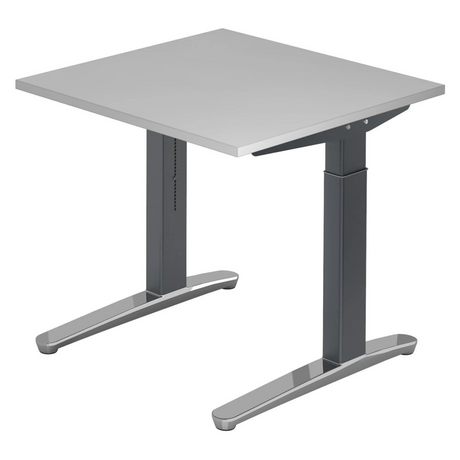 Bureau réglable en hauteur XTRA XB 8 GC en gris avec plateau carré de hjh OFFICE PRO