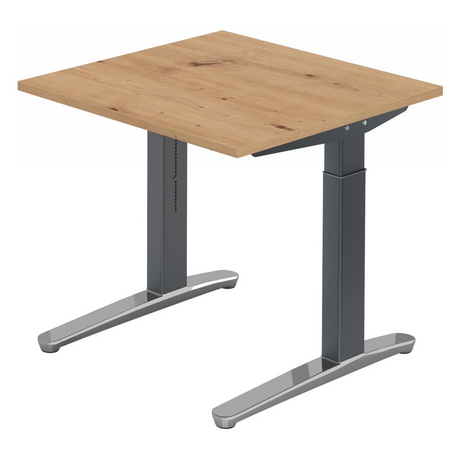 Bureau réglable en hauteur XTRA XB 8 GC en chêne rustique avec piètement gris foncé de hjh OFFICE PRO