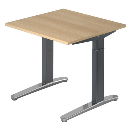 Bureau réglable en hauteur XTRA XB 8 GC aspect chêne avec pieds foncés de hjh OFFICE PRO