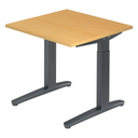 Bureau réglable en hauteur XTRA XB 8 GG avec plateau couleur hêtre et structure gris foncé de hjh OFFICE PRO