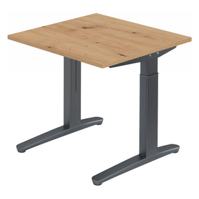 Bureau réglable en hauteur XTRA XB 8 GG avec plateau en chêne noueux et pieds gris de hjh OFFICE PRO