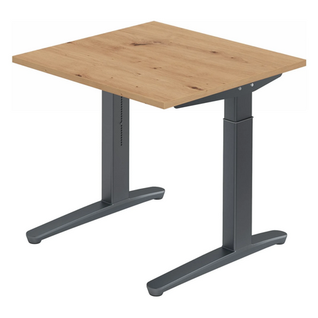 Bureau réglable en hauteur XTRA XB 8 GG avec plateau en chêne noueux et pieds gris de hjh OFFICE PRO