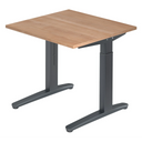 Bureau réglable en hauteur XTRA XB 8 GG avec plateau effet noyer et cadre gris foncé de hjh OFFICE PRO