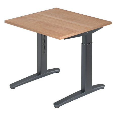 Bureau réglable en hauteur XTRA XB 8 GG avec plateau effet noyer et cadre gris foncé de hjh OFFICE PRO