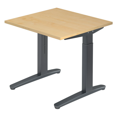 Bureau réglable en hauteur XTRA XB 8 GG en érable avec piètement gris foncé de hjh OFFICE PRO
