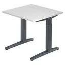 Bureau réglable en hauteur XTRA XB 8 GG avec plateau blanc et piètement gris foncé de hjh OFFICE PRO