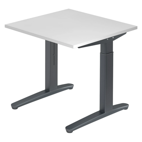 Bureau réglable en hauteur XTRA XB 8 GG avec plateau blanc et piètement gris foncé de hjh OFFICE PRO
