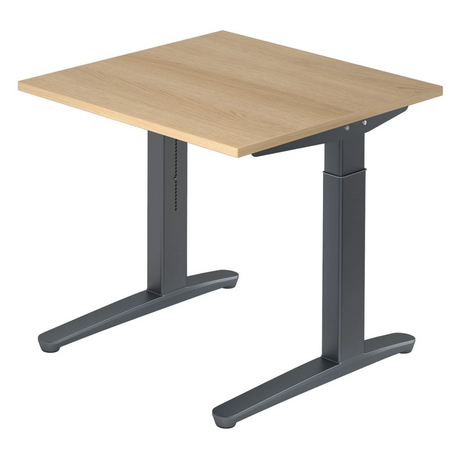 Bureau réglable en hauteur XTRA XB 8 GG aspect chêne avec piètement gris foncé de hjh OFFICE PRO
