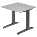 Bureau réglable en hauteur XTRA XB 8 GG en gris avec plateau carré de hjh OFFICE PRO