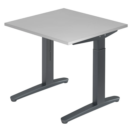 Bureau réglable en hauteur XTRA XB 8 GG en gris avec plateau carré de hjh OFFICE PRO