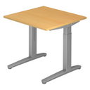Bureau réglable en hauteur XTRA XB 8 SS avec plateau couleur hêtre et structure grise de hjh OFFICE PRO