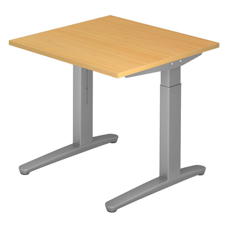 Bureau réglable en hauteur XTRA XB 8 SS avec plateau couleur hêtre et structure grise de hjh OFFICE PRO