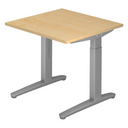 Bureau réglable en hauteur XTRA XB 8 SS avec plateau en bois d'érable et piètement gris de hjh OFFICE PRO
