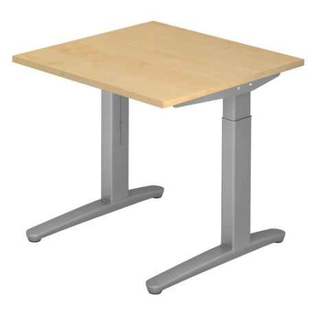 Bureau réglable en hauteur XTRA XB 8 SS avec plateau en bois d'érable et piètement gris de hjh OFFICE PRO