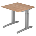 Bureau réglable en hauteur XTRA XB 8 SS aspect noyer avec pieds gris de hjh OFFICE PRO