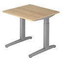 Bureau réglable en hauteur XTRA XB 8 SS avec plateau en chêne clair et pieds gris de hjh OFFICE PRO