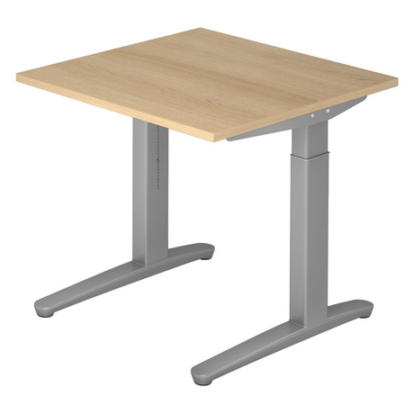Bureau réglable en hauteur XTRA XB 8 SS avec plateau en chêne clair et pieds gris de hjh OFFICE PRO