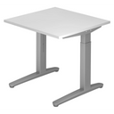 Bureau réglable en hauteur XTRA XB 8 SS en blanc avec plateau carré de hjh OFFICE PRO