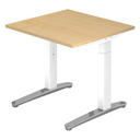 Bureau réglable en hauteur XTRA XB 8 WC avec plateau en érable et pieds blancs de hjh OFFICE PRO