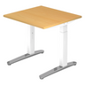 Bureau réglable en hauteur XTRA XB 8 WC en hêtre avec pieds blancs et supports argentés de hjh OFFICE PRO
