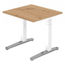 Bureau réglable en hauteur XTRA XB 8 WC en chêne noueux avec pieds blancs de hjh OFFICE PRO