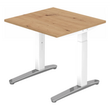 Bureau réglable en hauteur XTRA XB 8 WC en chêne noueux avec pieds blancs de hjh OFFICE PRO