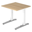 Bureau réglable en hauteur XTRA XB 8 WC aspect chêne avec structure blanche de hjh OFFICE PRO