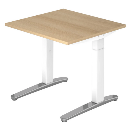 Bureau réglable en hauteur XTRA XB 8 WC aspect chêne avec structure blanche de hjh OFFICE PRO