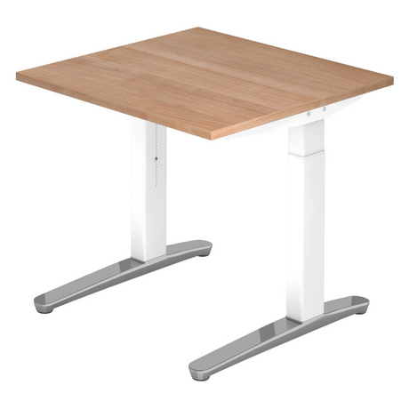 Bureau réglable en hauteur XTRA XB 8 WC aspect noyer avec structure blanche de hjh OFFICE PRO
