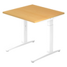 Bureau réglable en hauteur XTRA XB 8 WW avec plateau couleur hêtre et structure blanche de hjh OFFICE PRO