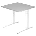 Bureau réglable en hauteur XTRA XB 8 WW avec plateau gris et piètement blanc de hjh OFFICE PRO