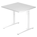 Bureau réglable en hauteur XTRA XB 8 WW en blanc avec plateau carré de hjh OFFICE PRO