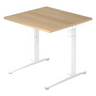 Bureau réglable en hauteur XTRA XB 8 WW avec plateau en chêne et structure blanche de hjh OFFICE PRO