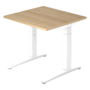 Bureau réglable en hauteur XTRA XB 8 WW avec plateau en chêne et structure blanche de hjh OFFICE PRO