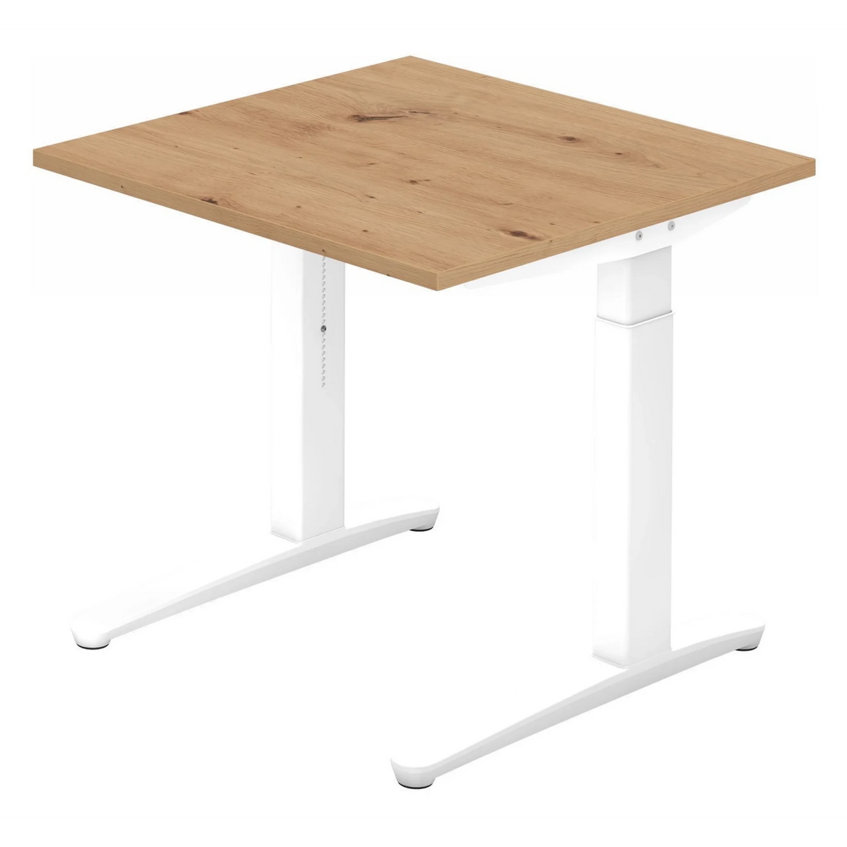Bureau réglable en hauteur XTRA XB 8 WW en chêne noueux avec structure blanche de hjh OFFICE PRO