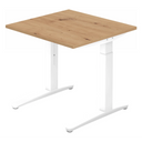 Bureau réglable en hauteur XTRA XB 8 WW en chêne noueux avec structure blanche de hjh OFFICE PRO
