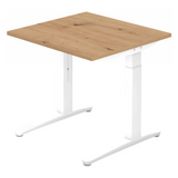 Bureau réglable en hauteur XTRA XB 8 WW en chêne noueux avec structure blanche de hjh OFFICE PRO