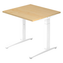 Bureau réglable en hauteur XTRA XB 8 WW avec plateau en bois d'érable et structure blanche de hjh OFFICE PRO