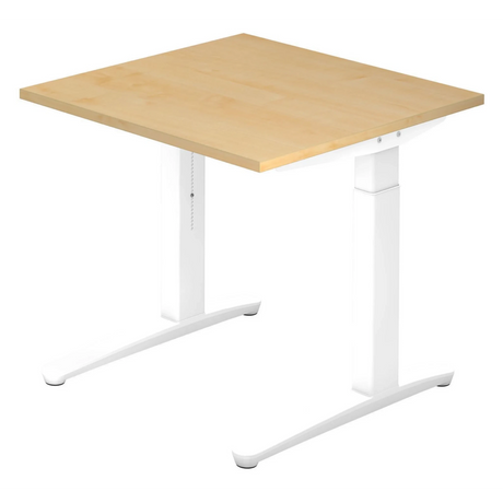 Bureau réglable en hauteur XTRA XB 8 WW avec plateau en bois d'érable et structure blanche de hjh OFFICE PRO